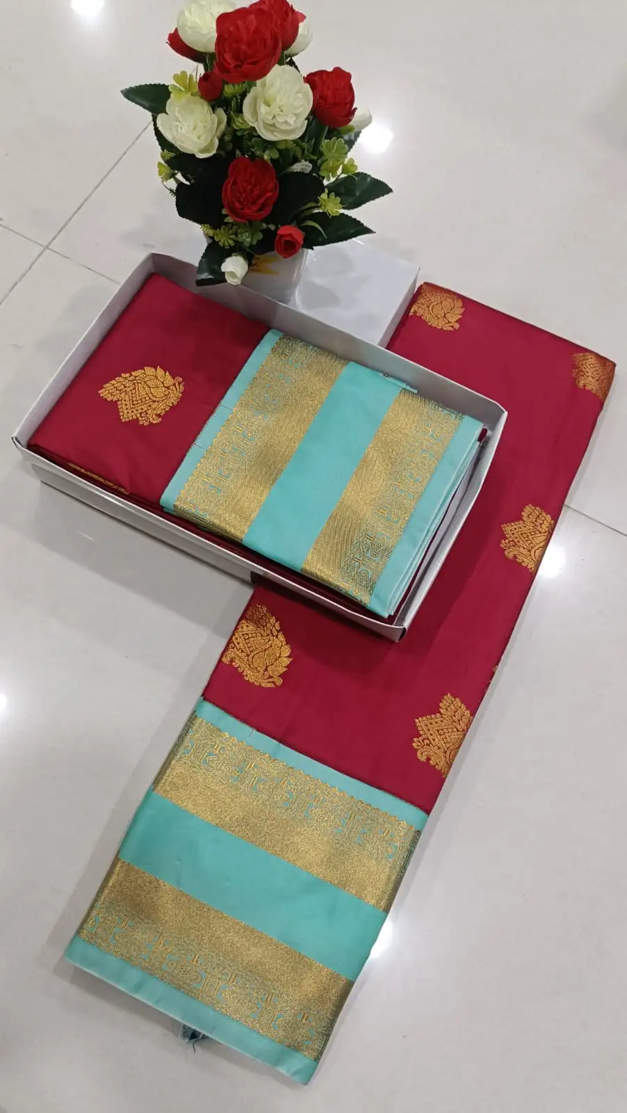 Premium Korvai Day-Night Border Butta Semi-Silk